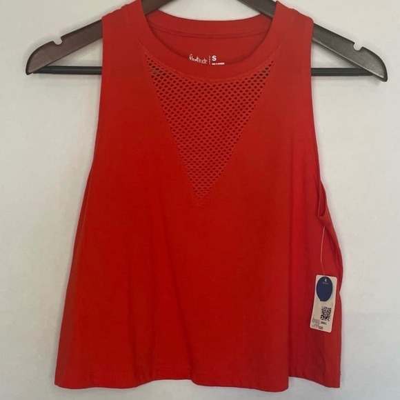 NWT Flirtitude Active Red/Orange Mesh V Workout Crop Tank Top, Size XXL - Picture 1 of 4